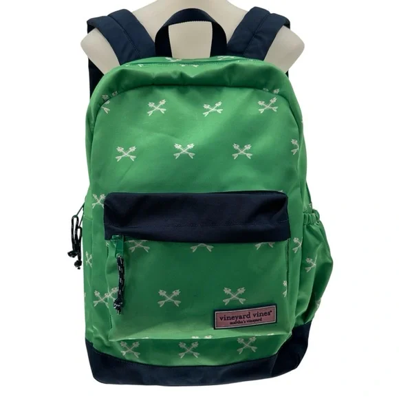 Vineyard Vines Martha’s Vineyard Fishbones Green Blue Backpack - Picture 1 of 13